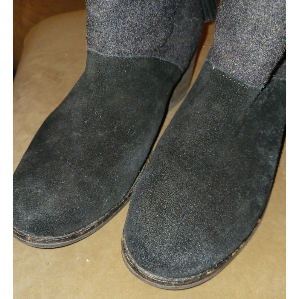 Toms Gray & Black Suede & Wool Leila Ankle Booties, Size 6 - Picture 3 of 6